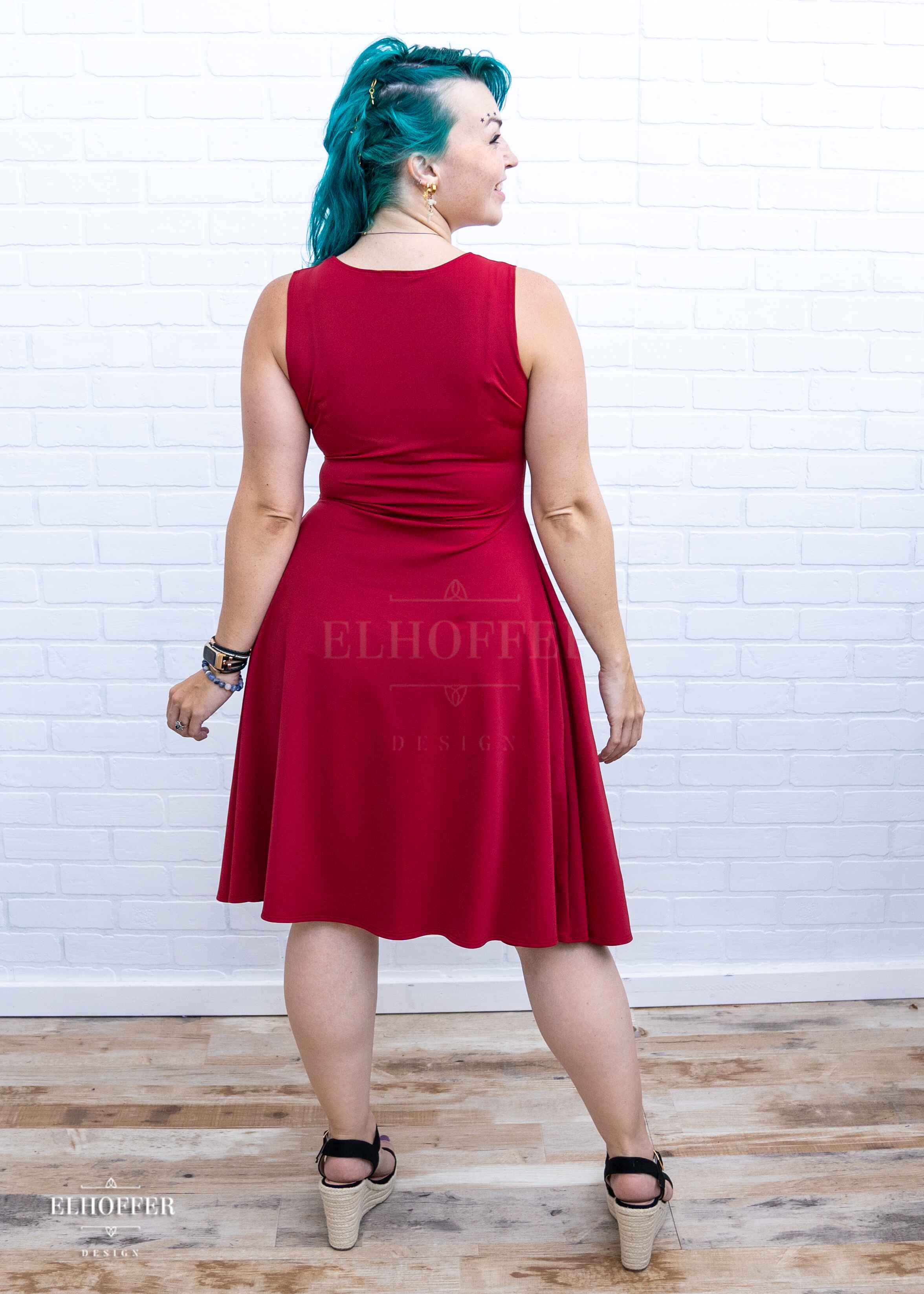 Essential Knee Length Dress - Crimson