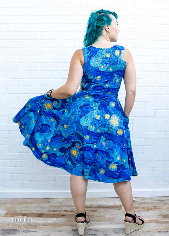 PREORDER - Essential Knee Length Dress - Starry Painting