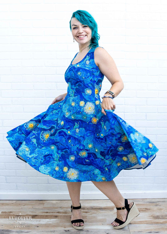 Essential Knee Length Dress - Starry Painting