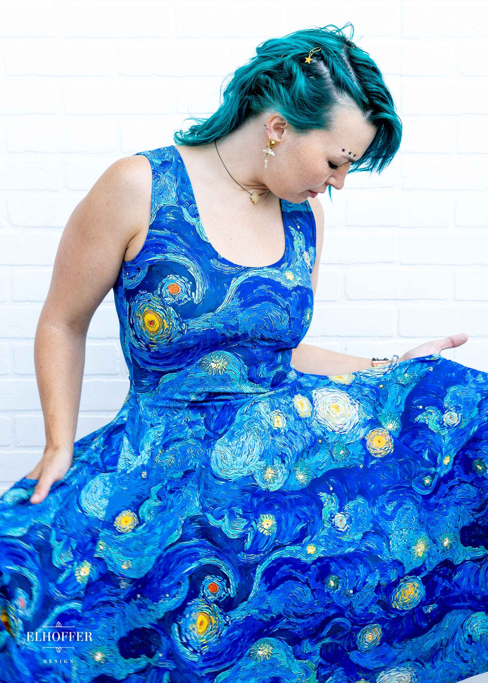 Essential Knee Length Dress - Starry Painting