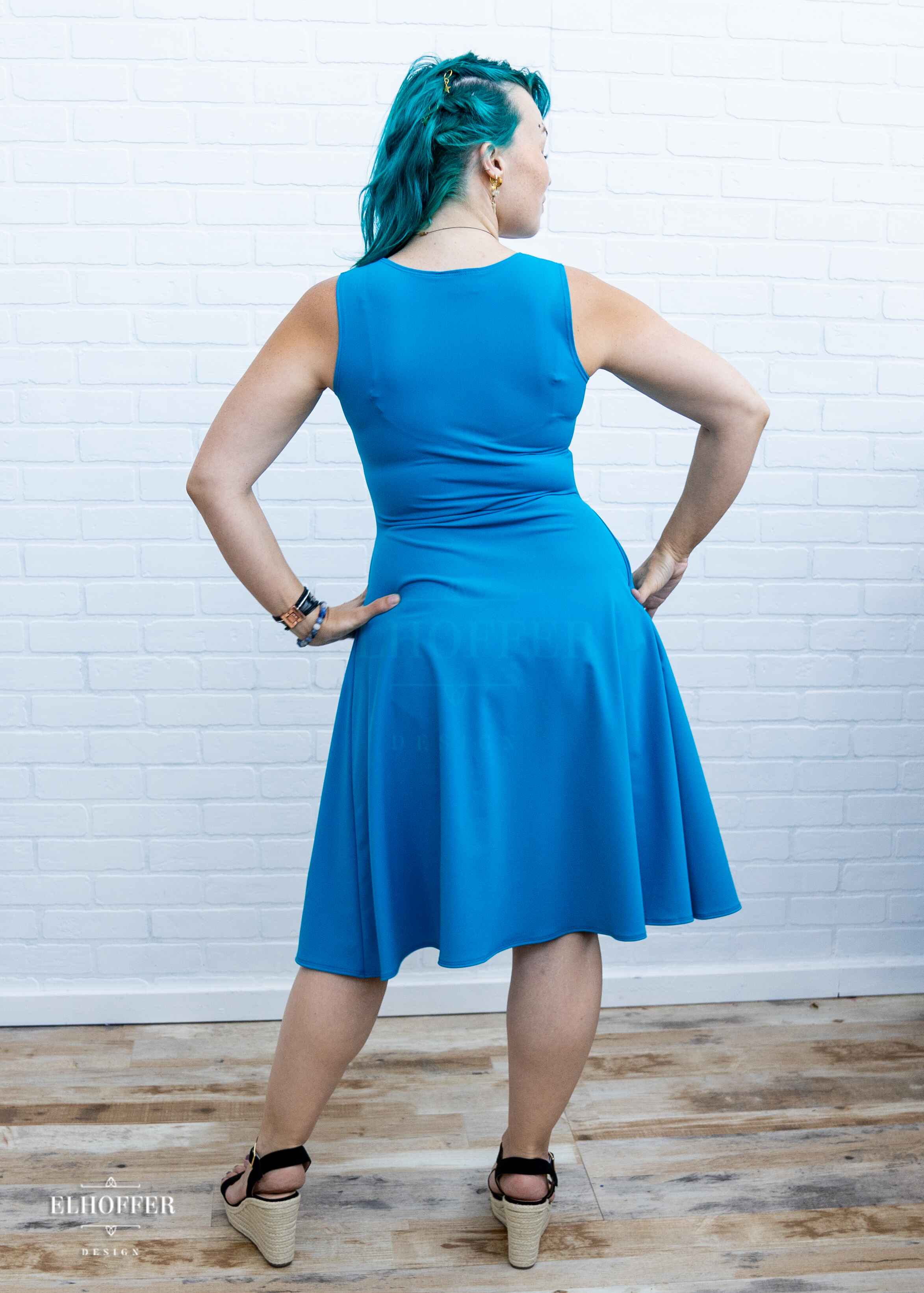 Essential Knee Length Dress - Peacock Teal