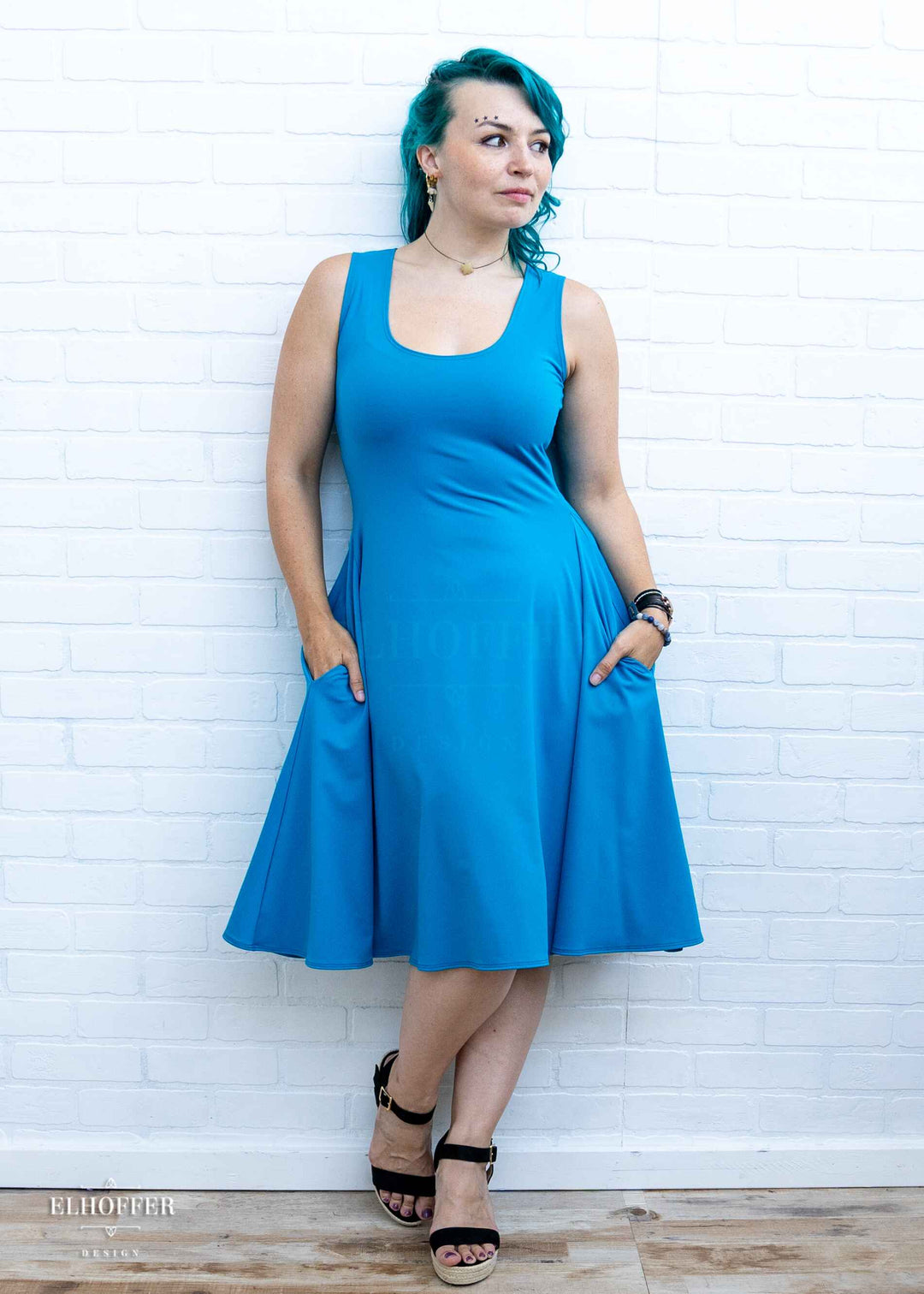 Essential Knee Length Dress - Peacock Teal