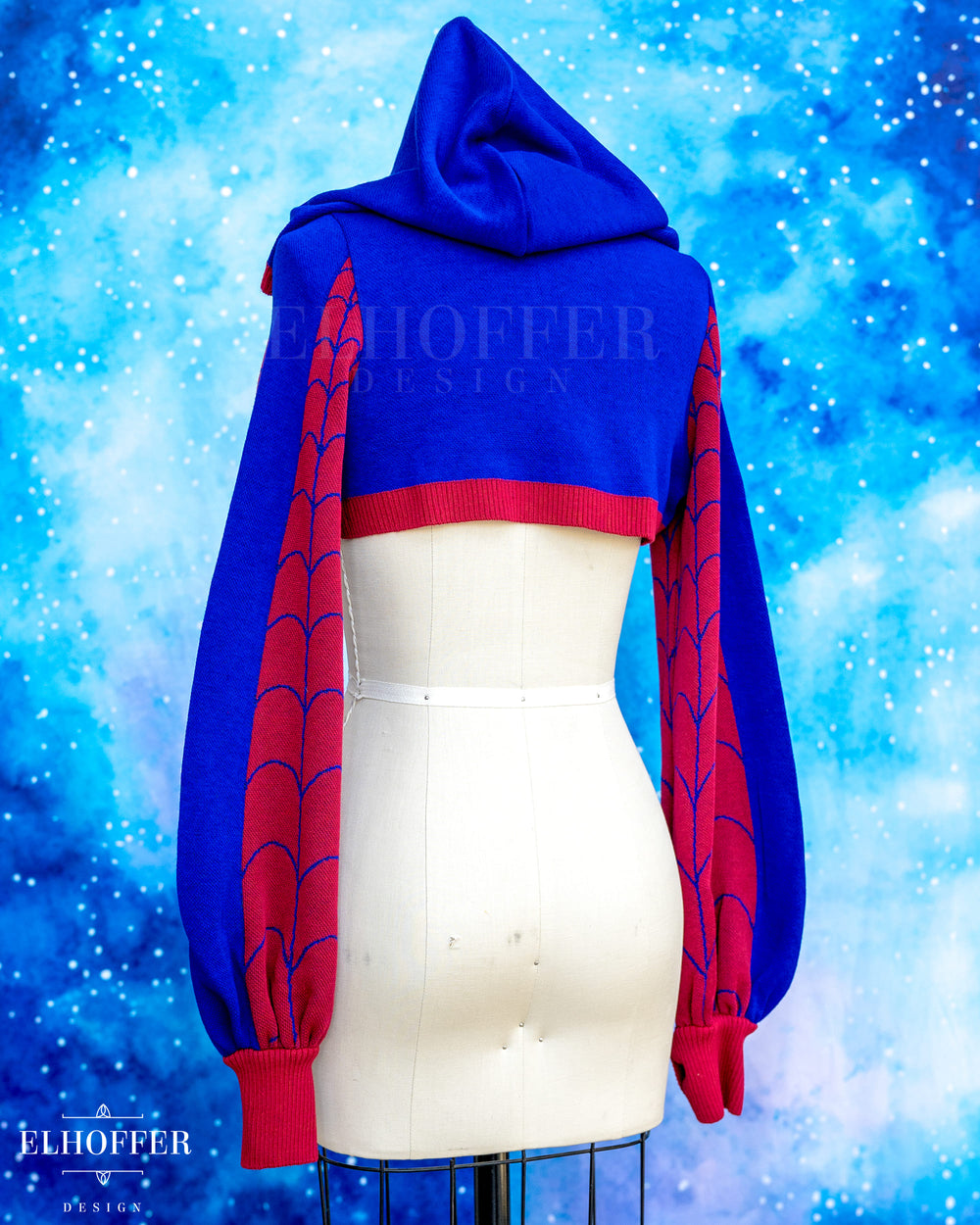 Spiderweb Capricorn Hooded Crop - Classic Blue