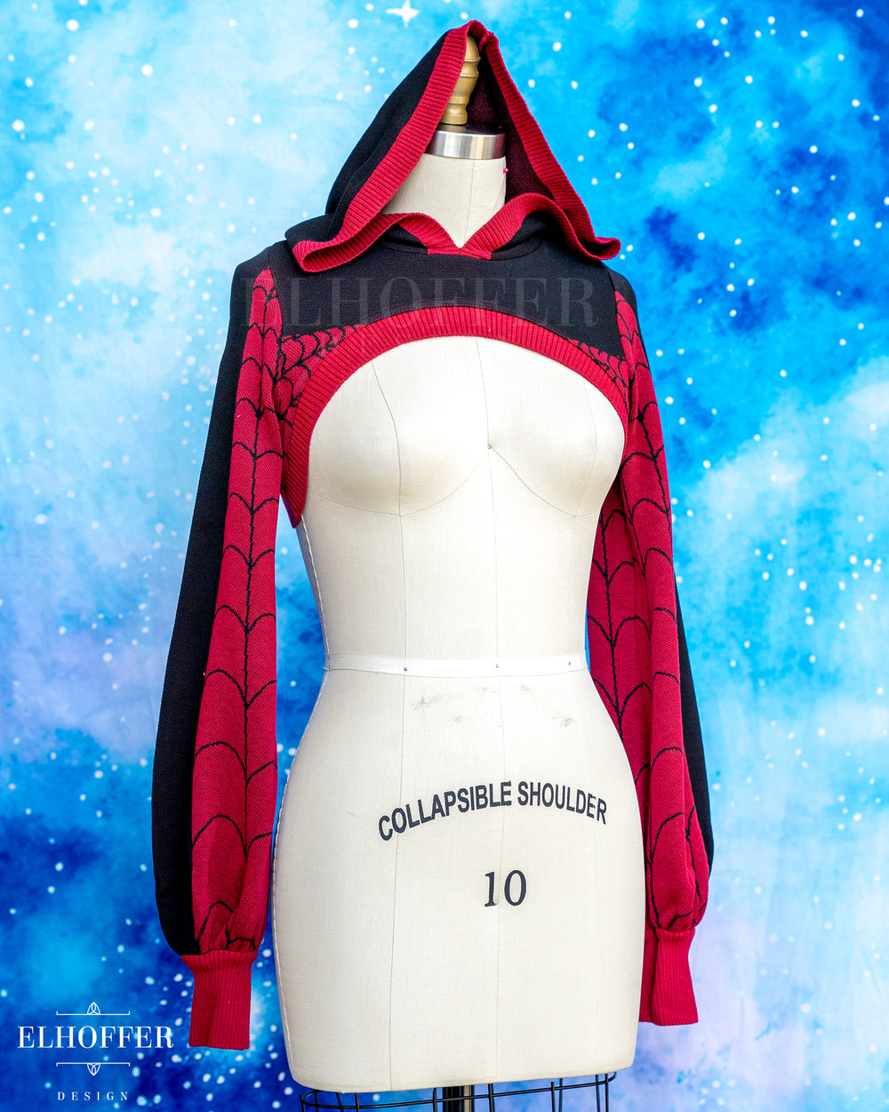 Spiderweb Capricorn Hooded Crop - Ultimate Black