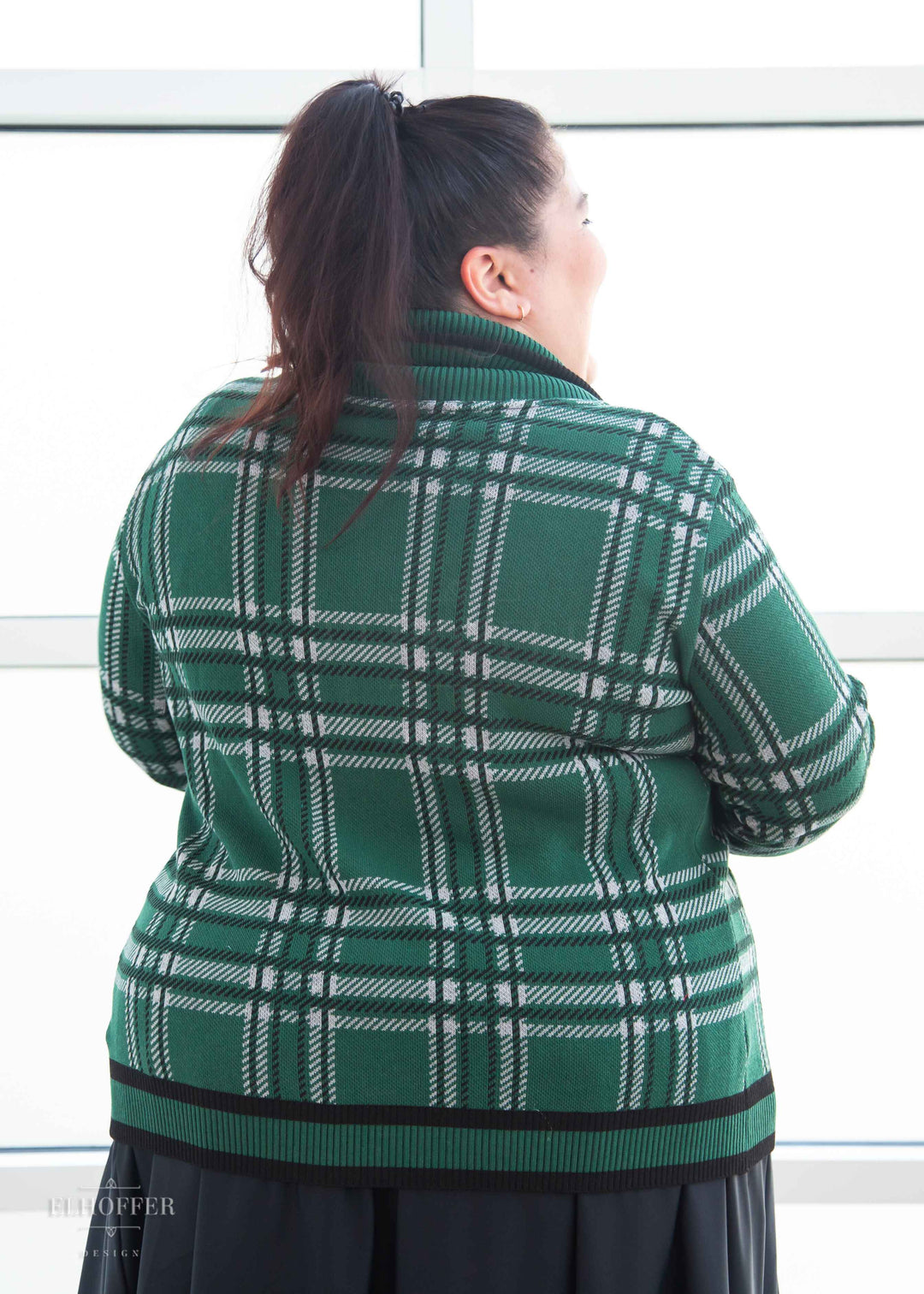 Essential Unisex Shawl Cardigan - Emerald Tartan