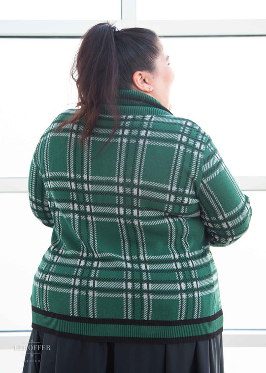 Essential Unisex Shawl Cardigan - Emerald Tartan