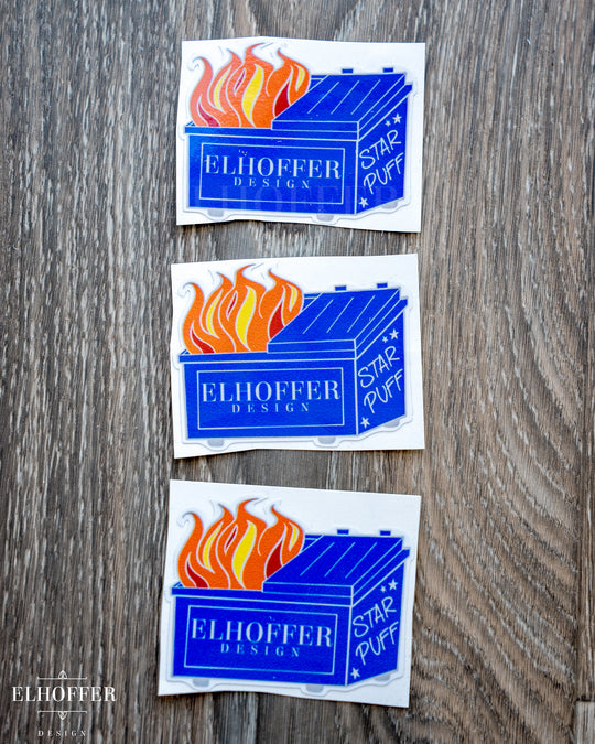 Dumpster Fire Starpuff Vinyl Sticker