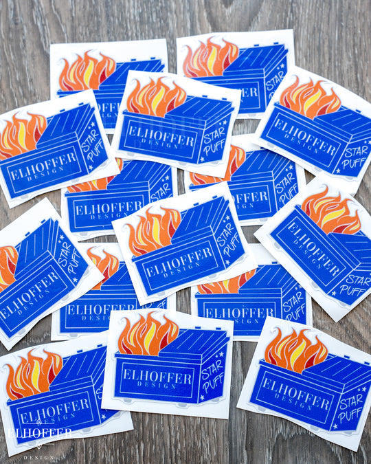 Dumpster Fire Starpuff Vinyl Sticker