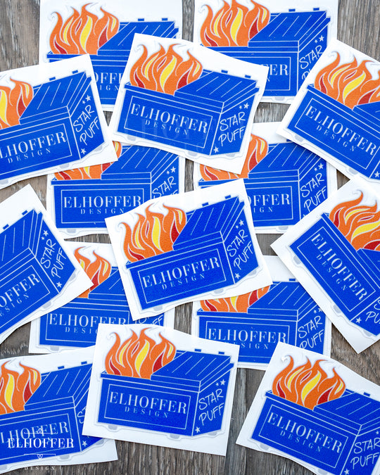 Dumpster Fire Starpuff Vinyl Sticker