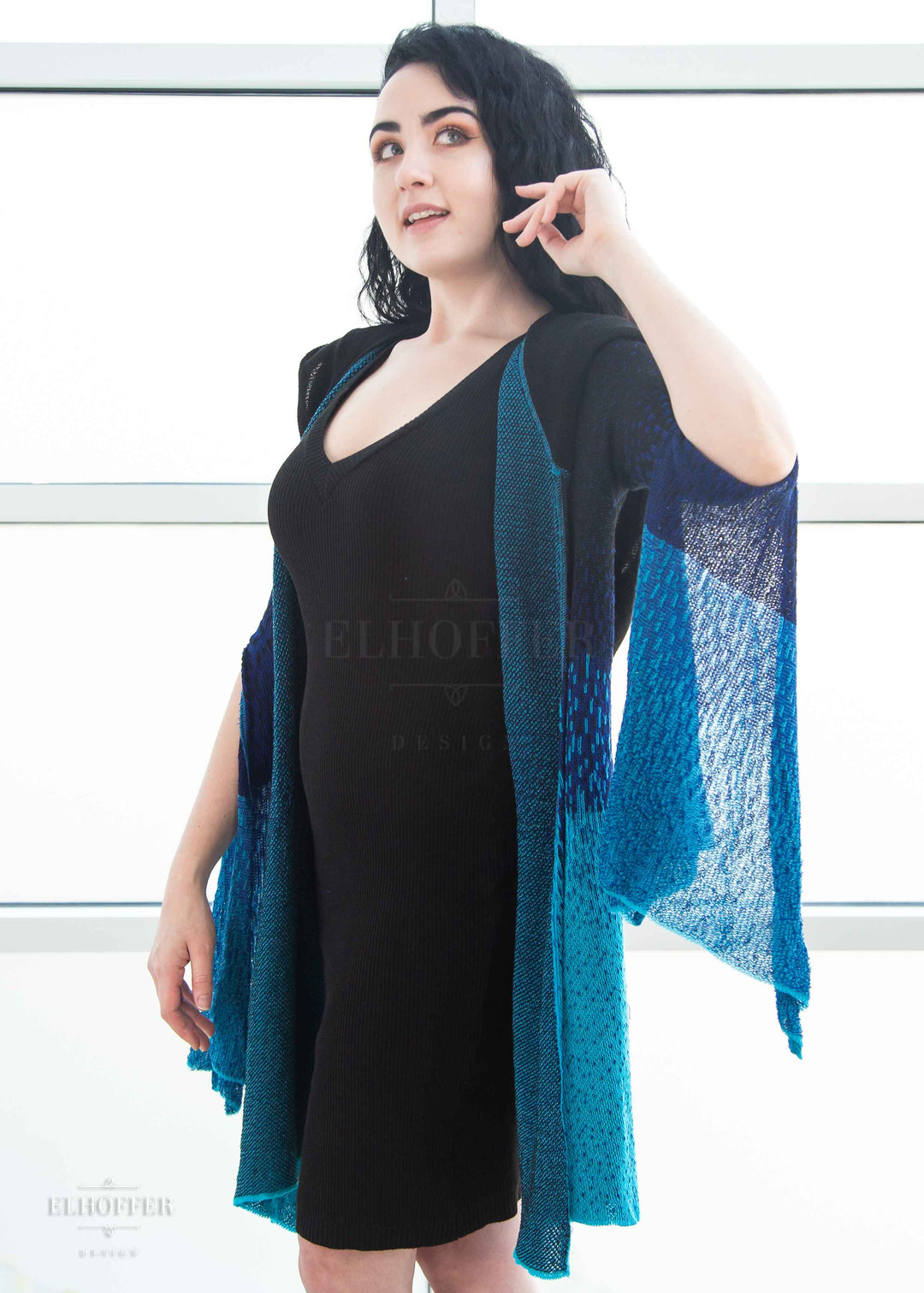 Essential Sunset Longline Cardigan - Underworld Blue Ombre