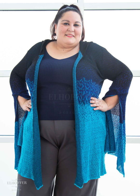 Essential Sunset Longline Cardigan - Underworld Blue Ombre