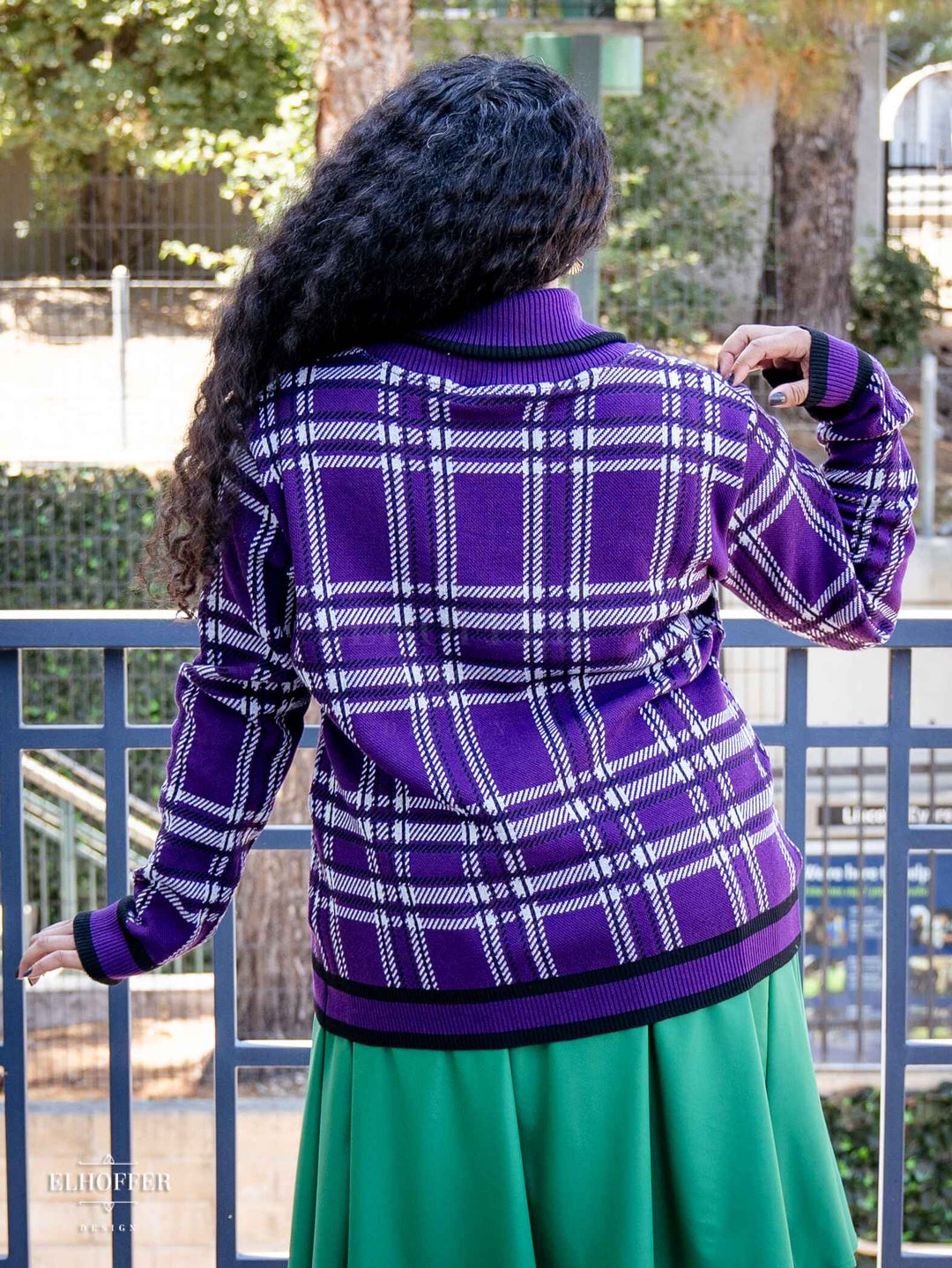 Essential Unisex Shawl Cardigan - Amethyst Tartan