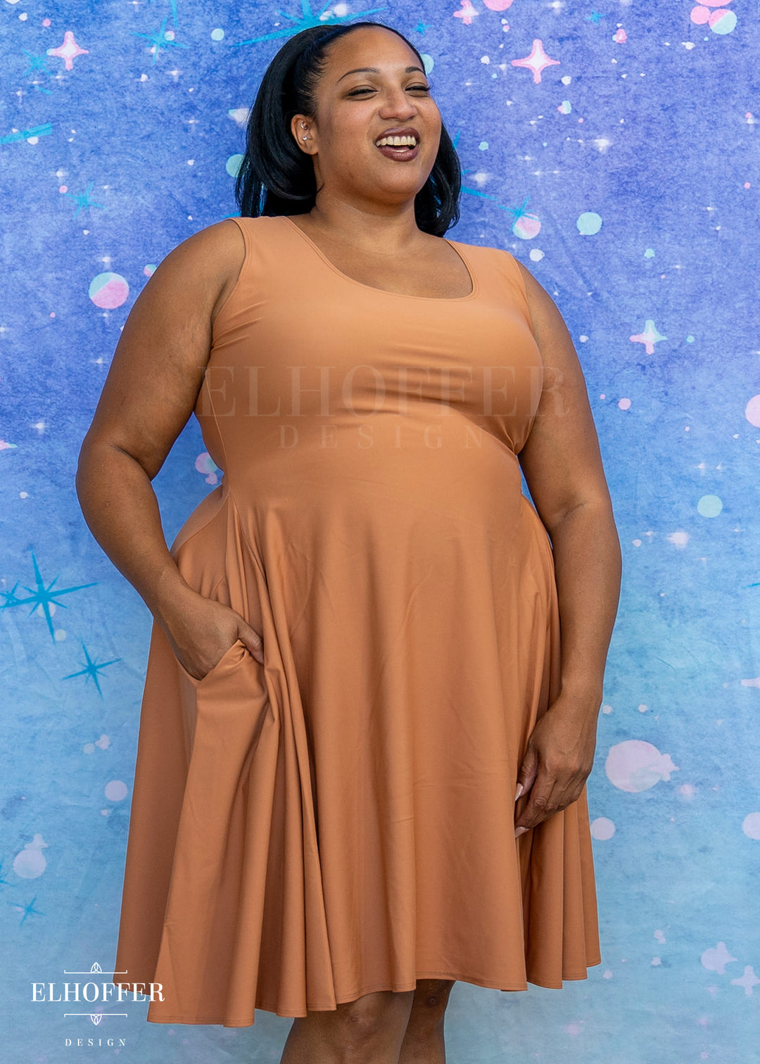Essential Knee Length Dress - Toasted Marshmallow Elhoffer Design Essential Knee Length Dress - Toasted Marshmallow Elhoffer Design
