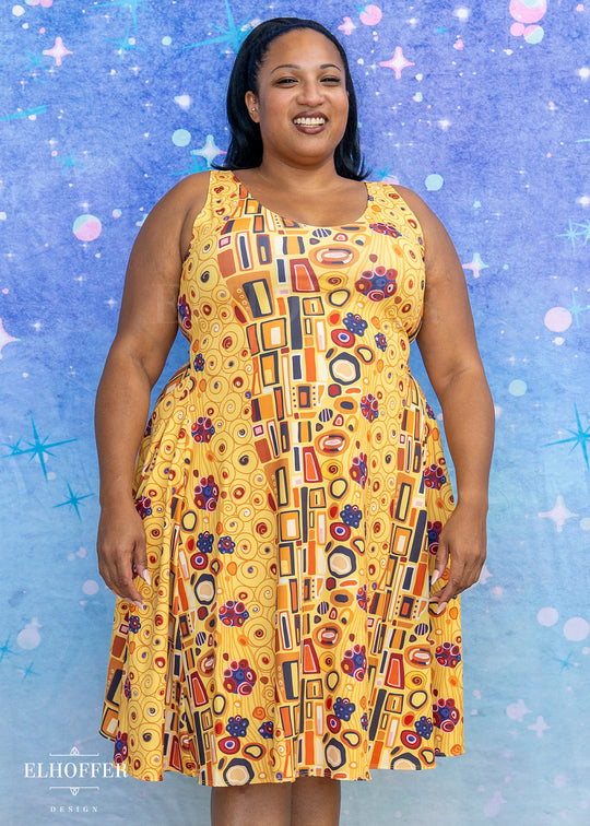 Essential Aquarius Knee Length Dress - Golden Kiss