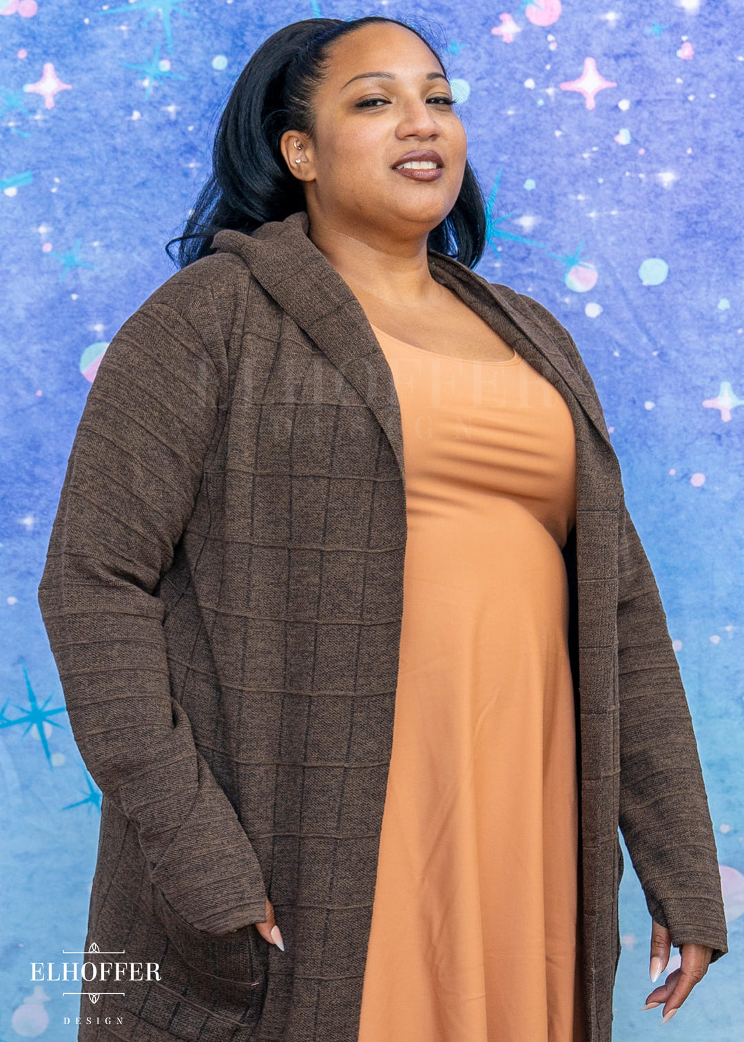 Galactic Renegade Unisex Duster Cardigan - Sepia Knight