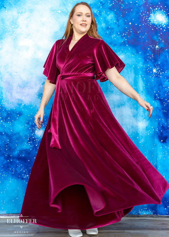 PREORDER - Essential Isabella Maxi Wrap Dress - Rhodonite Velvet