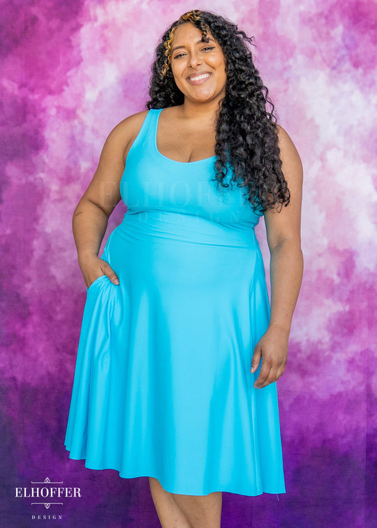 Essential Aquarius Knee Length Dress - Blue Lagoon