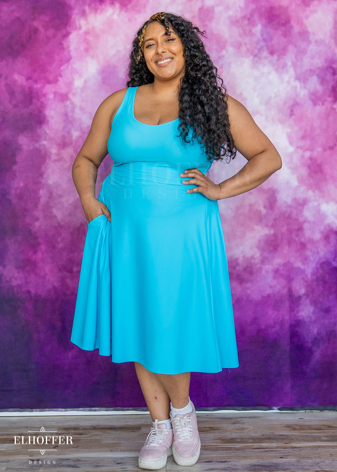 Essential Aquarius Knee Length Dress - Blue Lagoon