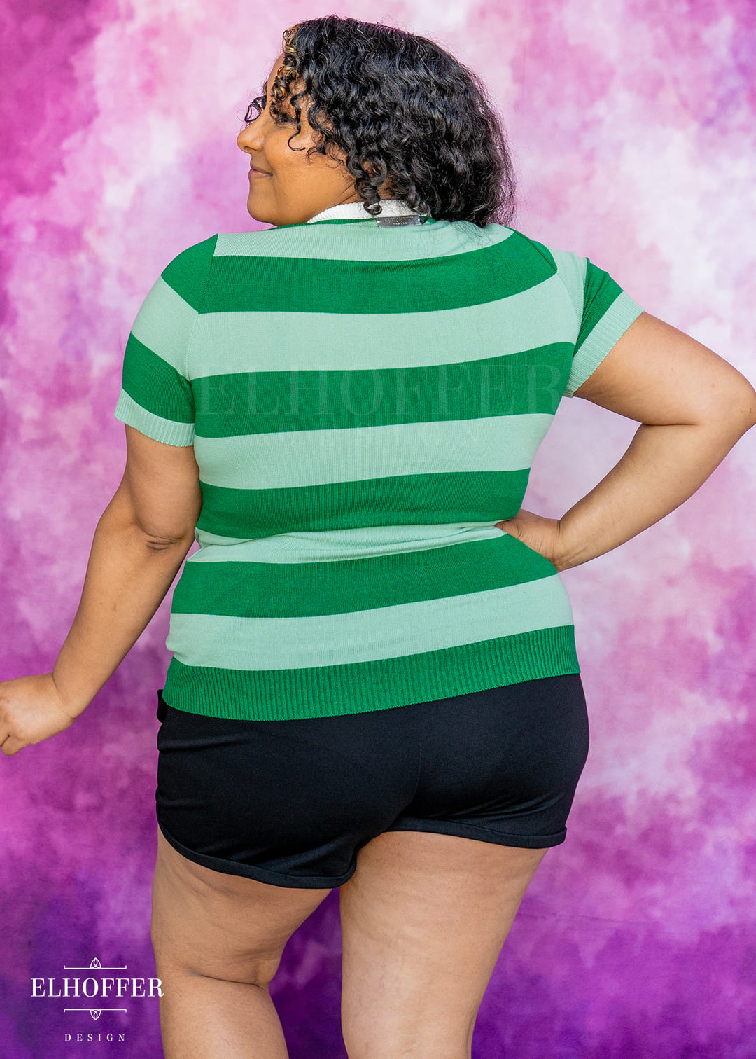 Detective Green Striped Polo Top