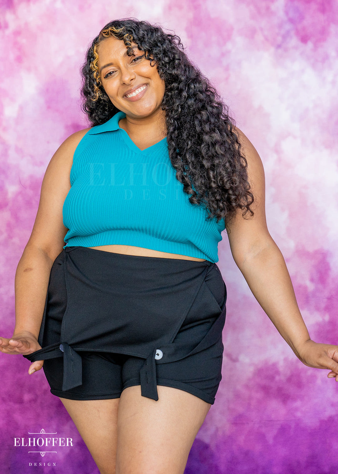 Essential Zoe Polo Crop - Electric Teal