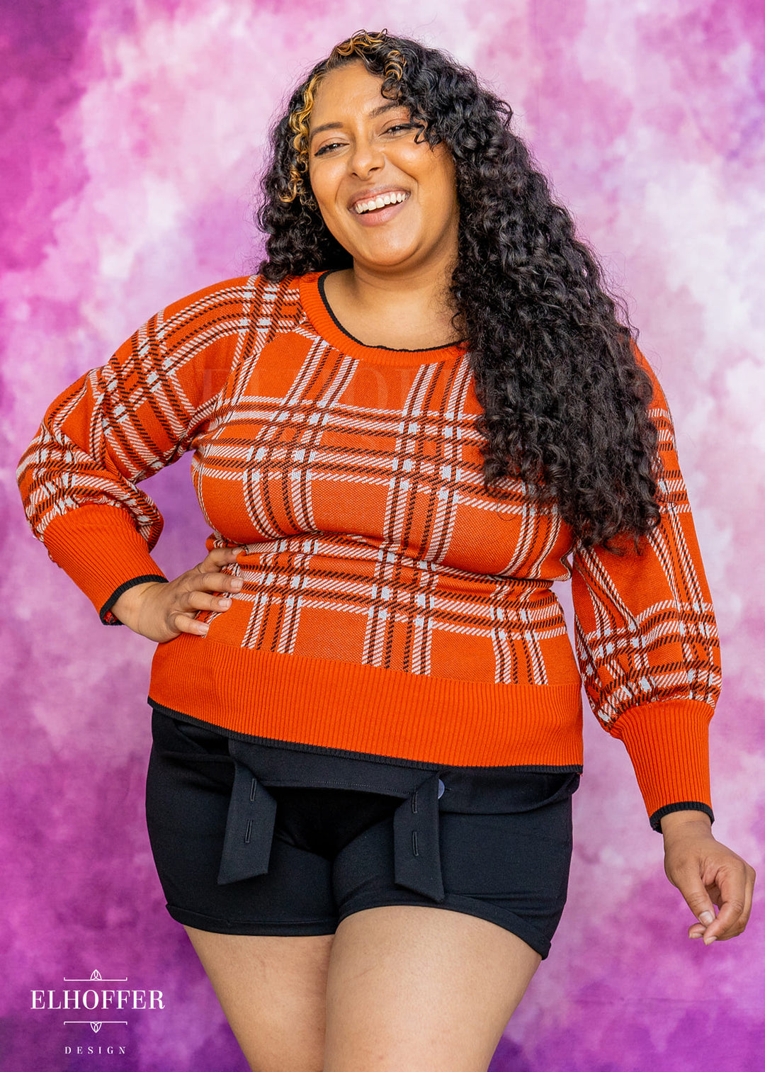 Essential Tartan Cropped Sweater - Pumpkin