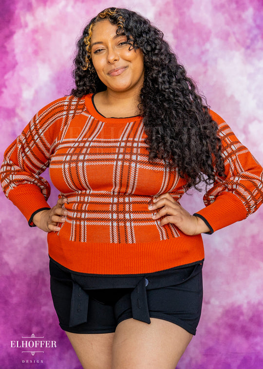 Essential Tartan Cropped Sweater - Pumpkin