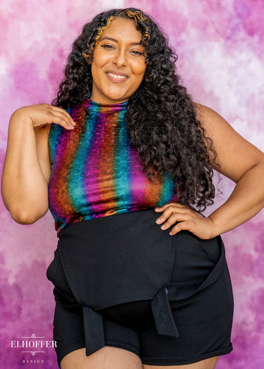 Essential Jes Crop Top - Rainbow Foil