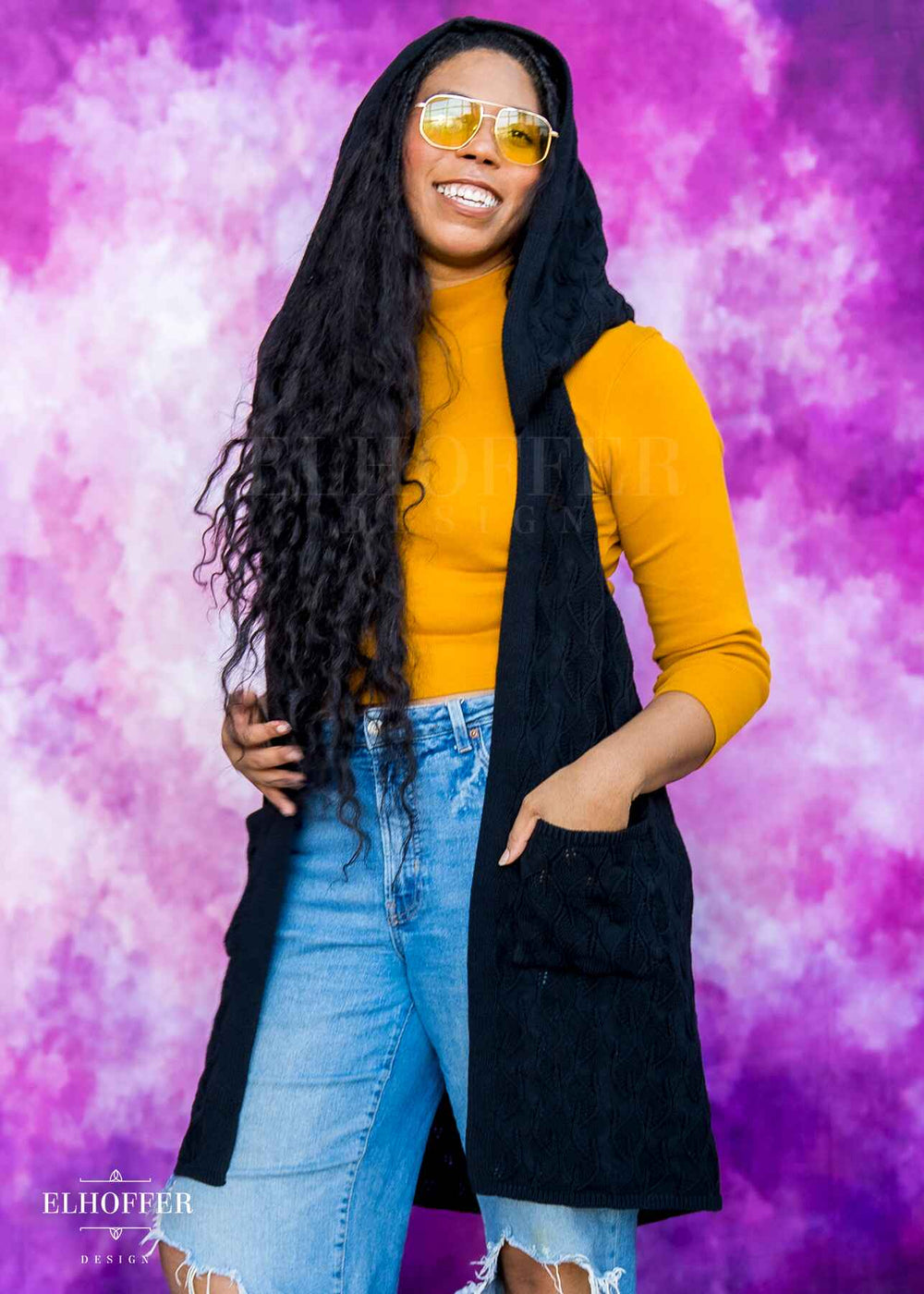 Elven Rogue Hooded Vest - Wraith Black Cape