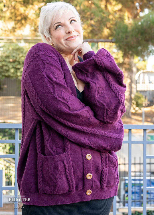 PREORDER - Elevensies Oversize Cardi - Prancing Pony Plum