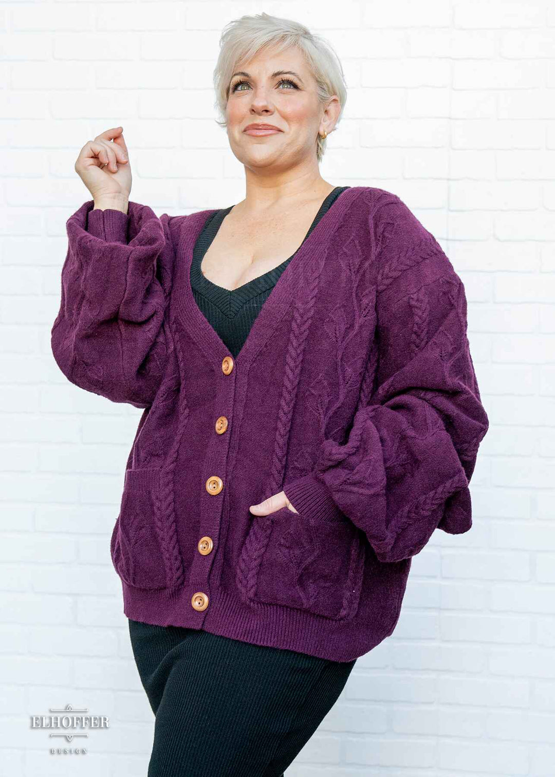 PREORDER - Elevensies Oversize Cardi - Prancing Pony Plum