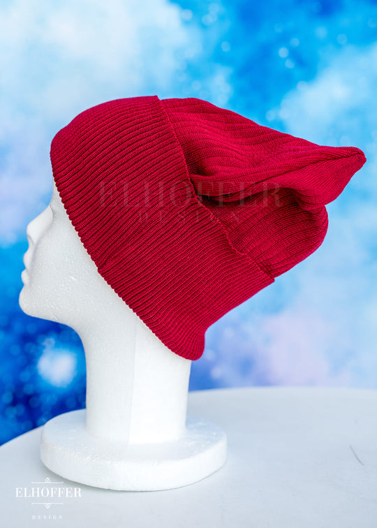 Lightweight Relaxed Fit Kitty Beanie - Resistance Red