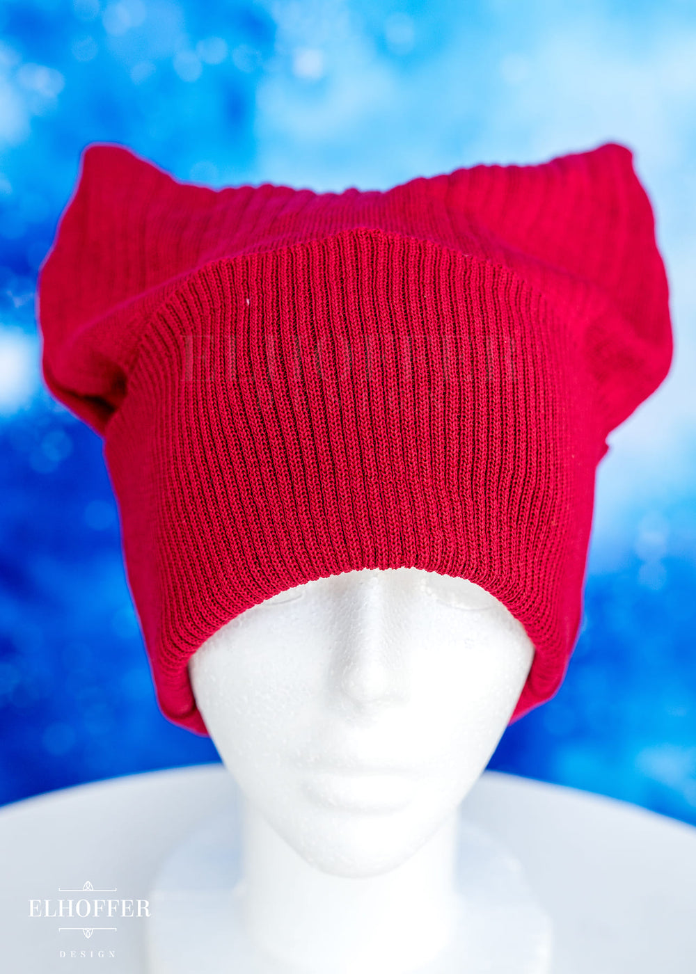 Lightweight Relaxed Fit Kitty Beanie - Resistance Red