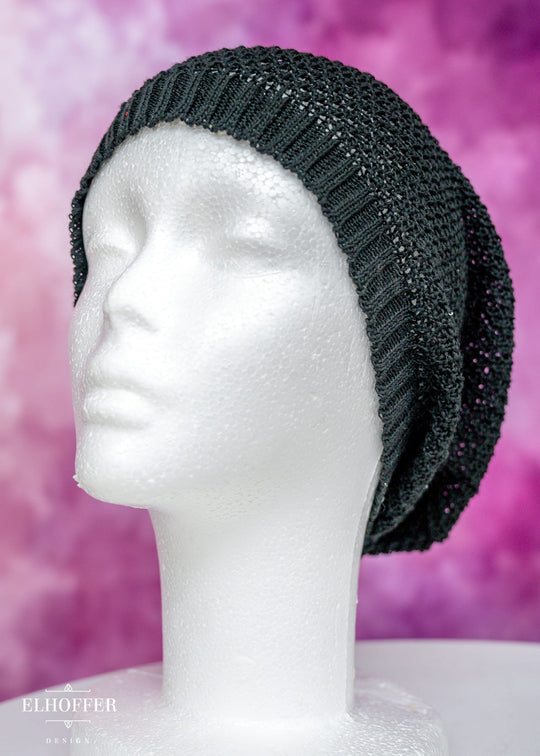 Black Dolman Knit Slouchie Beanie