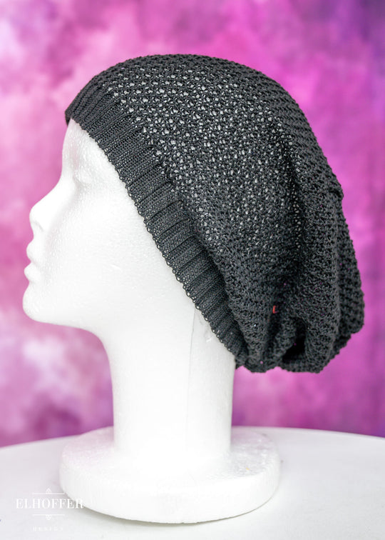 Black Dolman Knit Slouchie Beanie