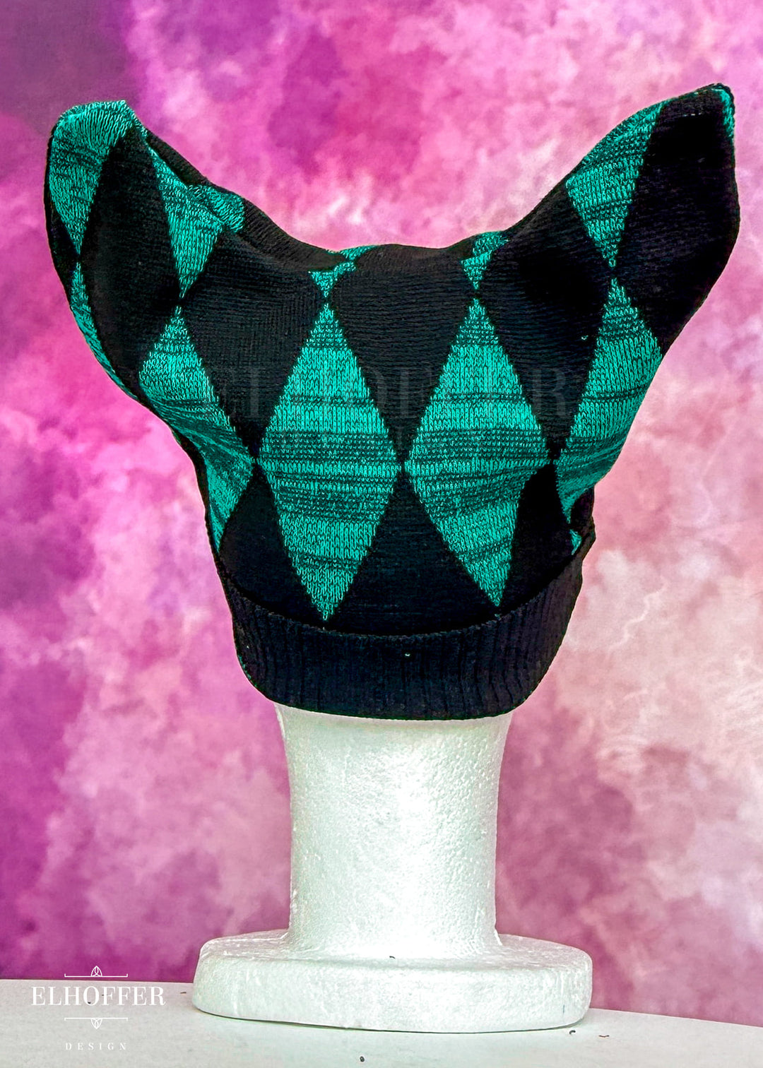 Green Diamonds Cat Ear Beanie