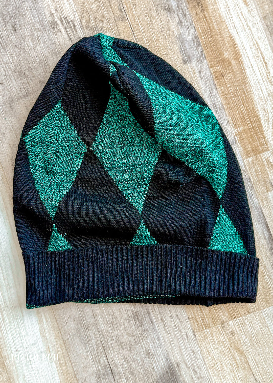 Handmade Green Diamonds Huge Slouchie Beanie