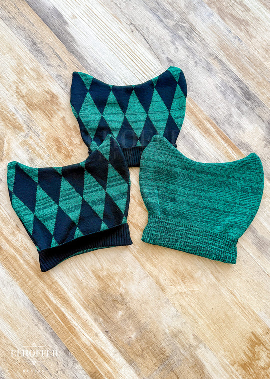 Green Diamonds Cat Ear Beanie