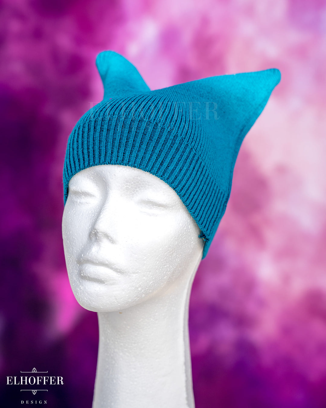 Handmade Teal Ribbed Cat Ear Knit Beanie - Best On Tiny Heads