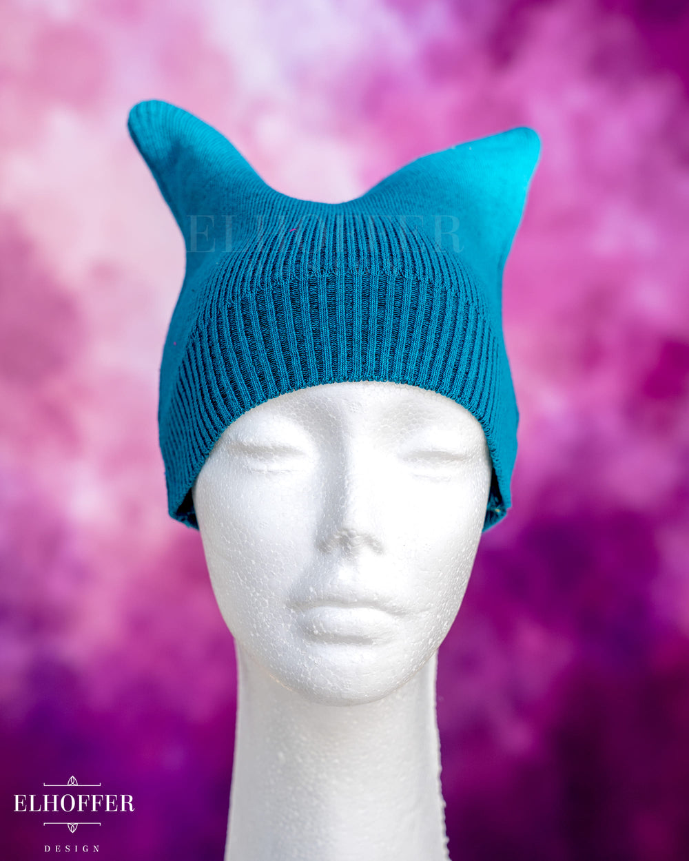 Handmade Teal Ribbed Cat Ear Knit Beanie - Best On Tiny Heads