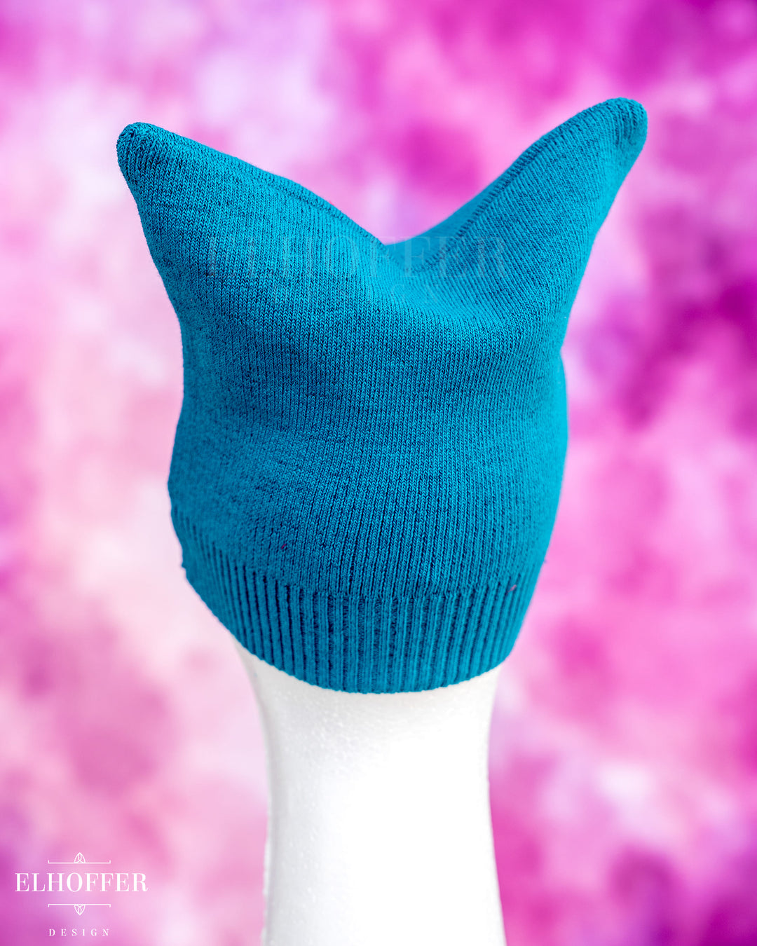 Handmade Teal Ribbed Cat Ear Knit Beanie - Best On Tiny Heads