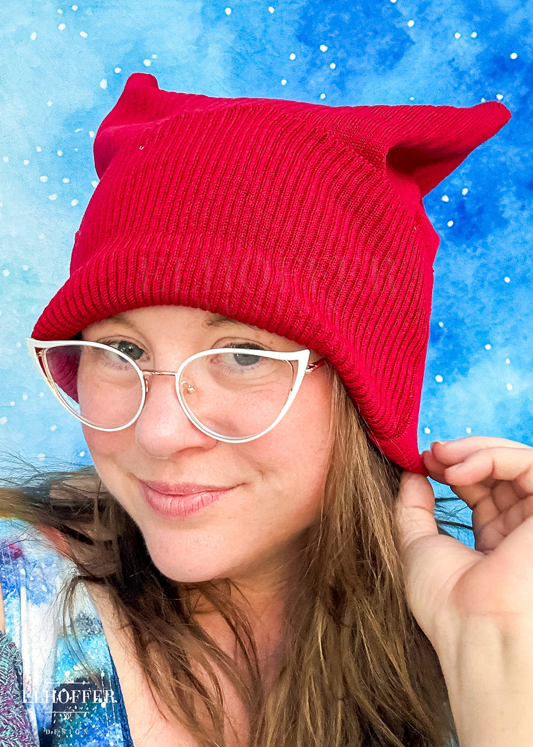 Lightweight Relaxed Fit Kitty Beanie - Resistance Red