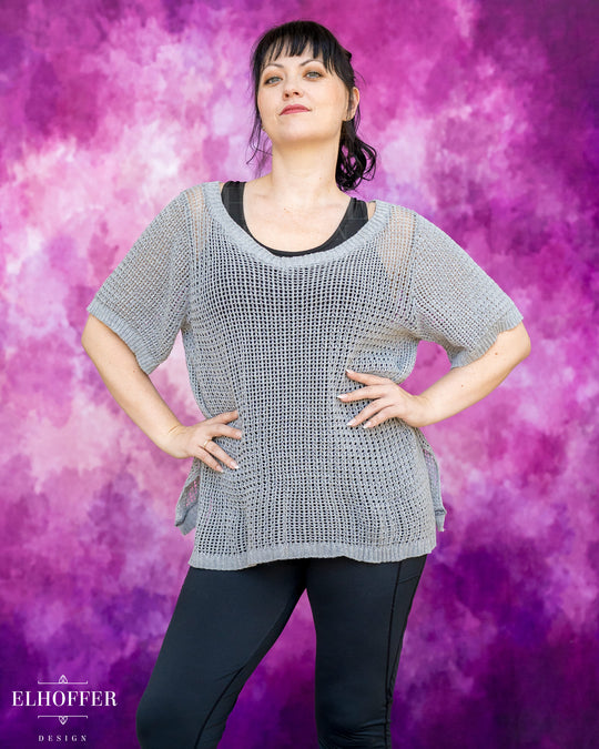 Handmade Chainmail Tunic Top - Light Grey Knit