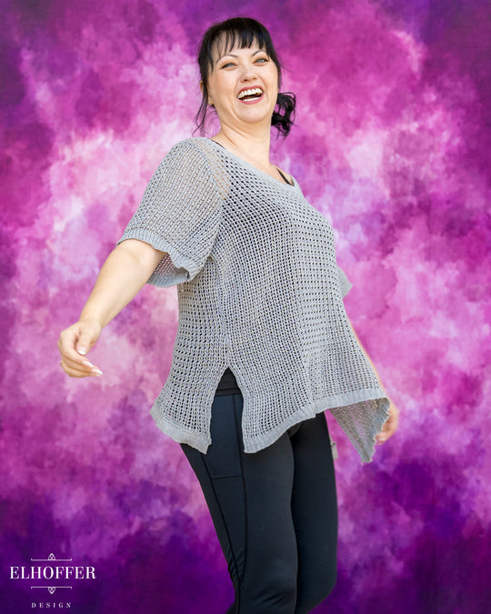 Handmade Chainmail Tunic Top - Light Grey Knit
