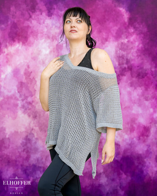 Handmade Chainmail Tunic Top - Light Grey Knit