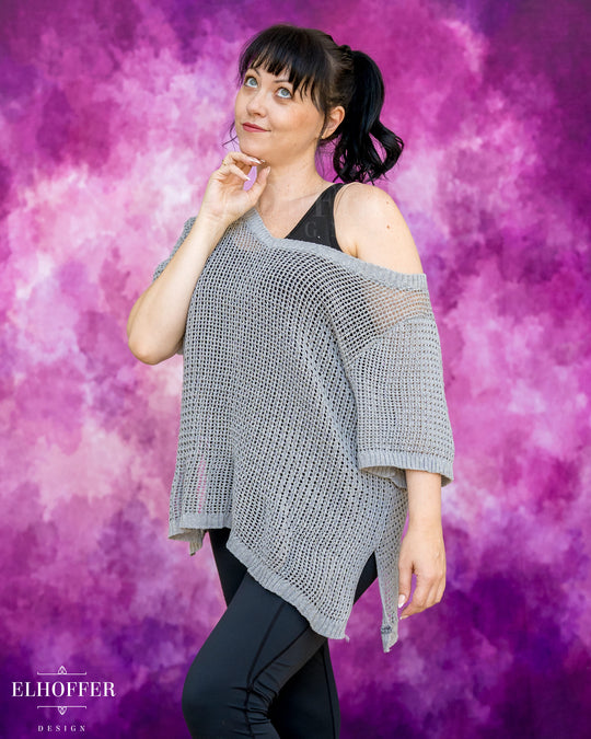 Handmade Chainmail Tunic Top - Light Grey Knit