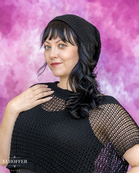 Handmade Solid Black Knit Beanie