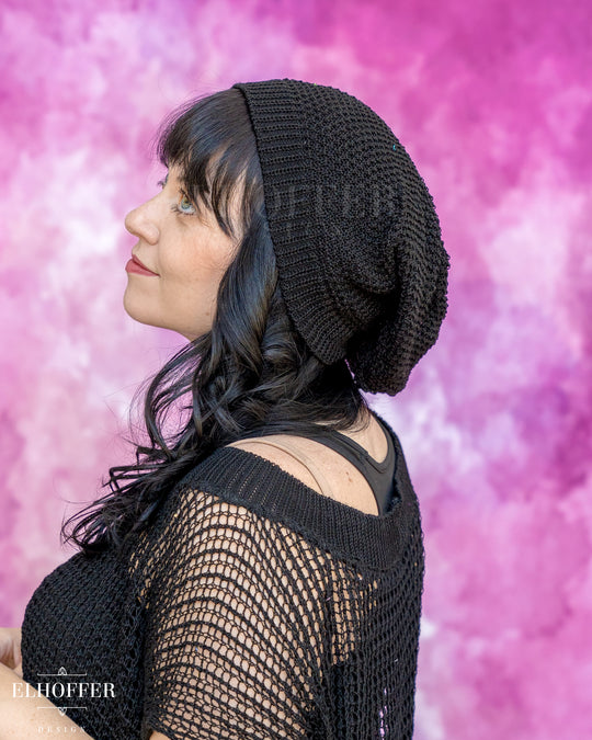 Handmade Solid Black Knit Beanie