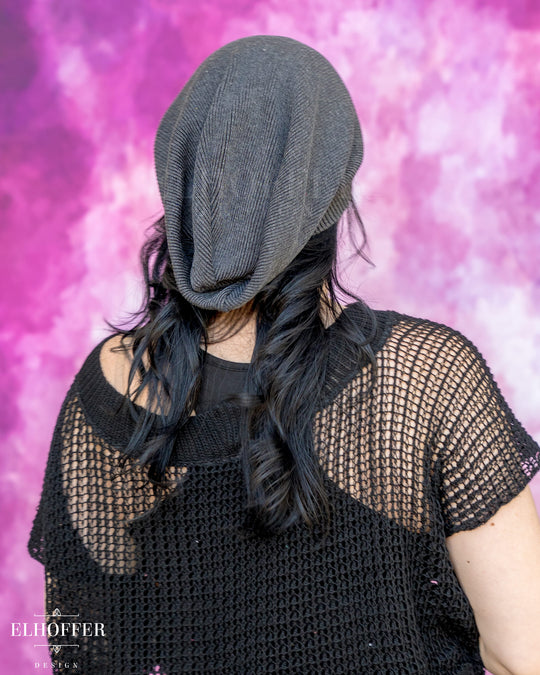Handmade Charcoal Ribbed Knit Beanie
