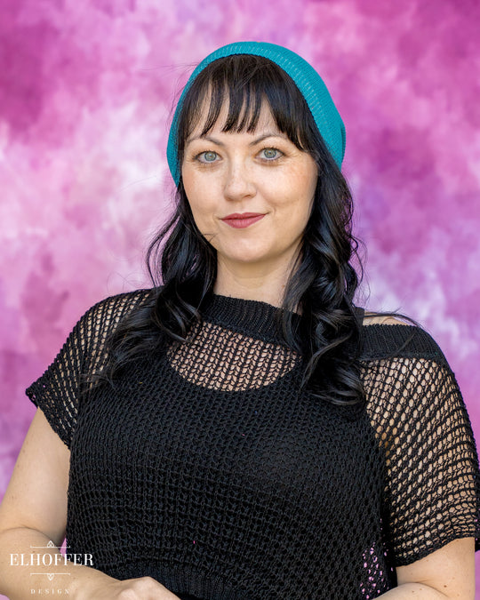 Handmade Teal Ribbed Knit Beanie