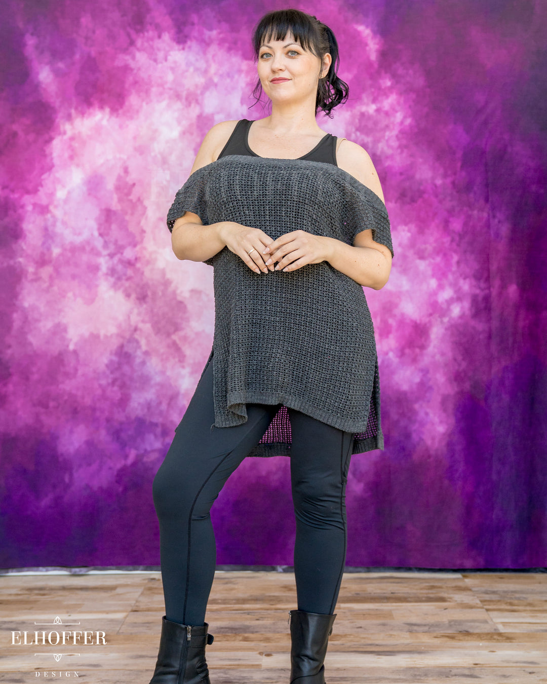 Handmade Chainmail Tunic Top - Charcoal Knit